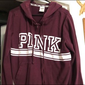 Pink half zip maroon hoodie